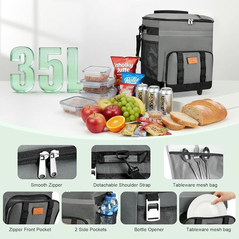 60-Cans Large Rolling Cooler Bag, Leakproof Insulated Soft Cooler Bag Ice Chest with Wheels Portable Wheeled Cooler, Collapsible Insulated Cooler Bag for Beach Camping Patio Travel Outdoor in Saudi Arabia