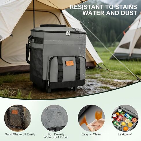 60-Cans Large Rolling Cooler Bag, Leakproof Insulated Soft Cooler Bag Ice Chest with Wheels Portable Wheeled Cooler, Collapsible Insulated Cooler Bag for Beach Camping Patio Travel Outdoor in Saudi Arabia