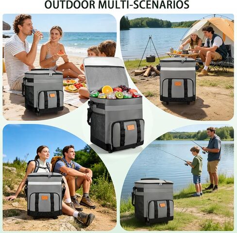 60-Cans Large Rolling Cooler Bag, Leakproof Insulated Soft Cooler Bag Ice Chest with Wheels Portable Wheeled Cooler, Collapsible Insulated Cooler Bag for Beach Camping Patio Travel Outdoor in Saudi Arabia