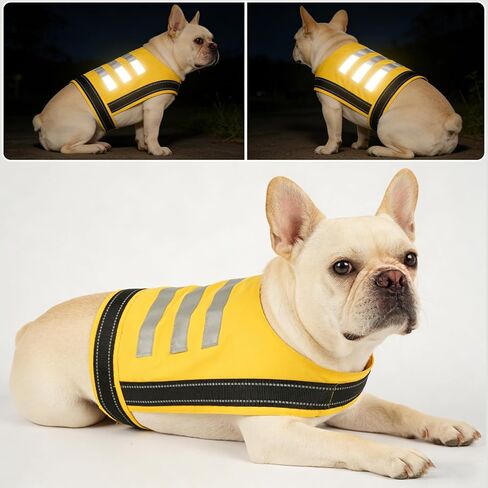 سترة عاكسة للكلاب من DENTRUN، سترة أمان عالية الوضوح للكلاب الصغيرة والمتوسطة والكبيرة، سترة عاكسة سهلة الارتداء وقابلة للتعديل للصيد في الهواء الطلق والمشي ليلاً والركض، أصفر ساطع in Kuwait