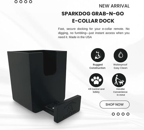 SparkDog GrabNGo E-Collar Dock Crate-Mounted Holder for E-Collar Remote & Strap, Clickers, Collars, Leashes Compatible with RuffLand Kennels, Durable K9 Accessory for Dogs, Made in USA (Black) in Saudi Arabia