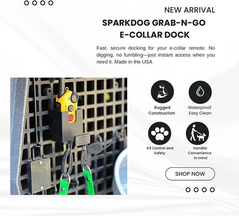 SparkDog GrabNGo E-Collar Dock Crate-Mounted Holder for E-Collar Remote & Strap, Clickers, Collars, Leashes Compatible with RuffLand Kennels, Durable K9 Accessory for Dogs, Made in USA (Black) in Saudi Arabia