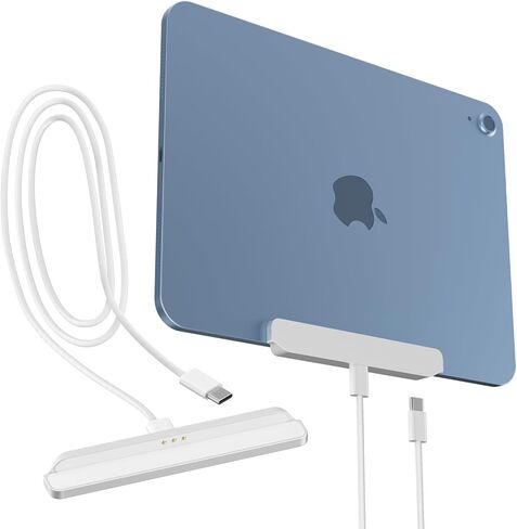شاحن لاسلكي مغناطيسي لجهاز iPad الجيل العاشر، شاحن موصل ذكي للشحن السريع بقدرة 27 وات، وسادة شحن لاسلكية من سبائك الألومنيوم مع كابل سلك USB-C بطول 6.56 قدم in Kuwait
