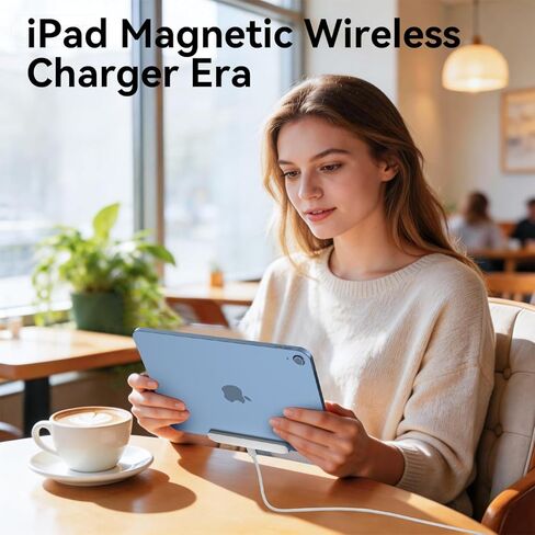 شاحن لاسلكي مغناطيسي لجهاز iPad الجيل العاشر، شاحن موصل ذكي للشحن السريع بقدرة 27 وات، وسادة شحن لاسلكية من سبائك الألومنيوم مع كابل سلك USB-C بطول 6.56 قدم in Kuwait