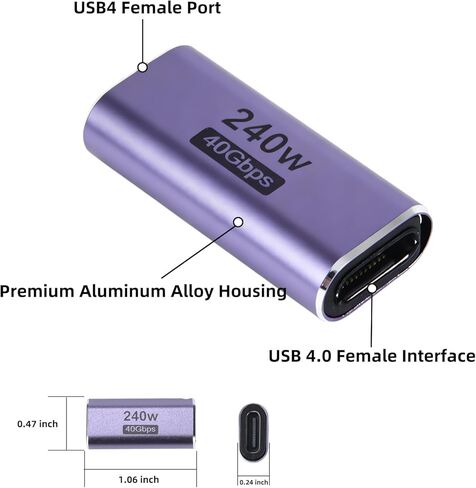 3 حزم محول USB C أنثى إلى أنثى، وصلة USB C إلى USB C تدعم الشحن بقوة 240 وات ونقل البيانات بسرعة 40 جيجابت في الثانية، ومخرج فيديو 8K@60 هرتز من النوع C متوافق مع أجهزة MacBook وiPad وThunderbolt 4/3 in Kuwait