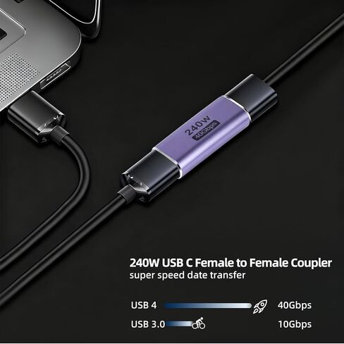 3 حزم محول USB C أنثى إلى أنثى، وصلة USB C إلى USB C تدعم الشحن بقوة 240 وات ونقل البيانات بسرعة 40 جيجابت في الثانية، ومخرج فيديو 8K@60 هرتز من النوع C متوافق مع أجهزة MacBook وiPad وThunderbolt 4/3 in Kuwait