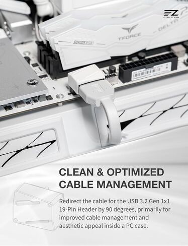 EZDIY-FAB USB 3.2 Gen 1 19-Pin 90 درجة L-شكل محول، اللوحة الأم USB 3.0 محول رأس داخلي، 19-Pin ذكر إلى أنثى محول للوحة الأمامية USB-A، أبيض -STD in Saudi Arabia