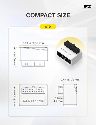 EZDIY-FAB USB 3.2 Gen 1 19-Pin 90 درجة L-شكل محول، اللوحة الأم USB 3.0 محول رأس داخلي، 19-Pin ذكر إلى أنثى محول للوحة الأمامية USB-A، أبيض -STD in Saudi Arabia