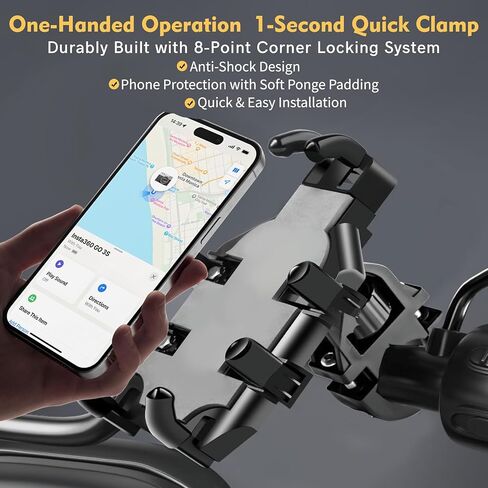Bike Phone Holder Handlebar, Motorcycle Phone Holder, Bike Phone Mount, Bike Accessories, Anti-Shake&Camera Friendly, Compatible with iPhone, Samsung and All 4.7" to 7.2" Smartphones in Saudi Arabia