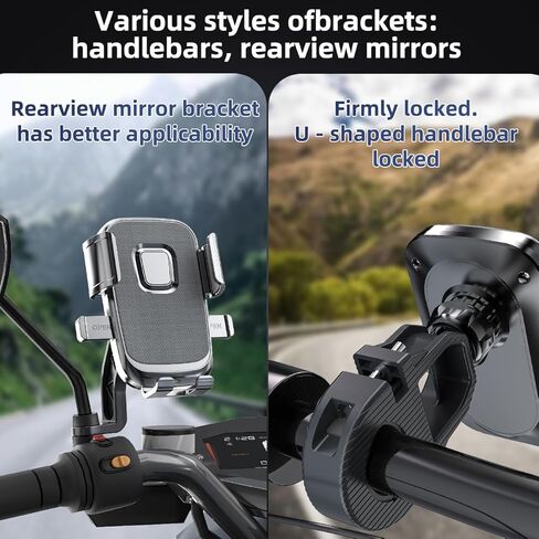 Motorcycle Phone Mount with Shock Absorber - Anti-Vibration Handlebar Phone Holder, Adjustable, Compatible with Bicycles, Scooters, ATVs, Fits 5.4-6.9 Inch Smartphones in Saudi Arabia