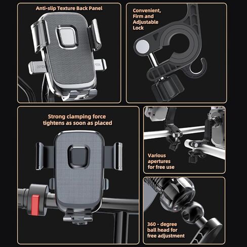 Motorcycle Phone Mount with Shock Absorber - Anti-Vibration Handlebar Phone Holder, Adjustable, Compatible with Bicycles, Scooters, ATVs, Fits 5.4-6.9 Inch Smartphones in Saudi Arabia