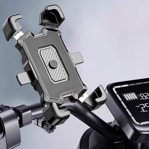 Motorcycle Phone Mount with 4 Claw Lock Quick Release Base, Bike Holder for Bicycle, Handlebar Phone Mount for Bicycle E Scooter Commuting Navigation, Black in Saudi Arabia