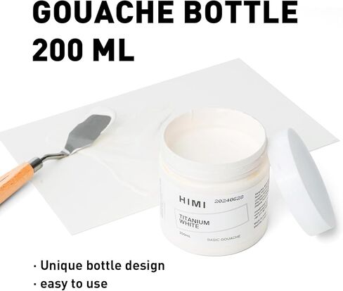 HIMI Gouache Refill Paints,White Color(300 ml Bottles), Non Toxic Paint for Canvas and Paper, Art Supplies for Professionals, Students(White) in Saudi Arabia