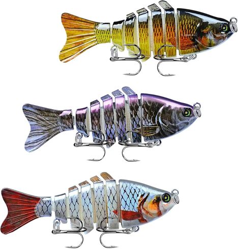 Fishing Lure with Treble Hook – Easy Catch: Wiggling, Vibrating, Rattling with Noise,Heavy-Duty Fiber Joint, Jointed Swimbait for Bass, Trout, Crappie – Ideal for Family Fishing in Saudi Arabia