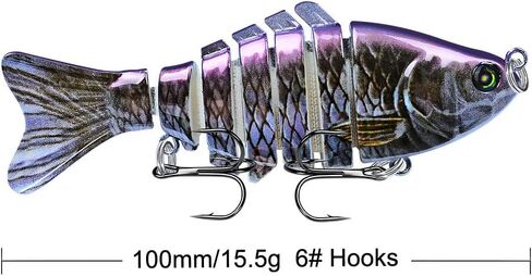 Fishing Lure with Treble Hook – Easy Catch: Wiggling, Vibrating, Rattling with Noise,Heavy-Duty Fiber Joint, Jointed Swimbait for Bass, Trout, Crappie – Ideal for Family Fishing in Saudi Arabia