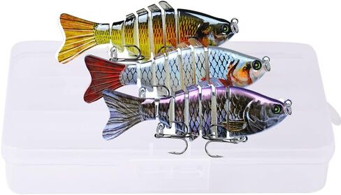 Fishing Lure with Treble Hook – Easy Catch: Wiggling, Vibrating, Rattling with Noise,Heavy-Duty Fiber Joint, Jointed Swimbait for Bass, Trout, Crappie – Ideal for Family Fishing in Saudi Arabia