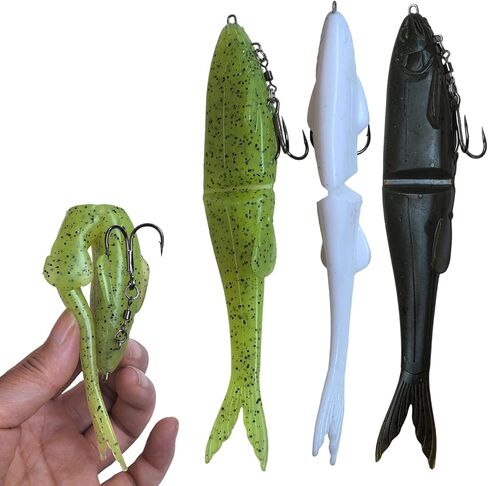 Soft Glide Bait for Bass Fishing, Pre-Rigged Swimbait Fishing Lures for Freshwater, Bait-Sized Jointless Soft Bait Slow Sinking Silicone Swim Bait, Big Bass Lures & Musky Lures(3-Pack) in Saudi Arabia
