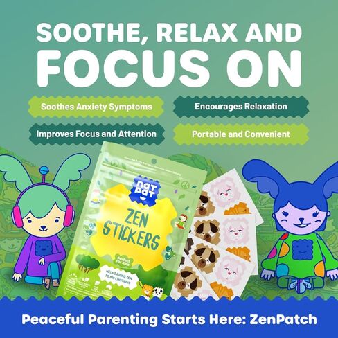 BuzzPatch ZenPatch Mood Calming Stickers for Kids and Adults (24 Pack) – The Natural Patch - All Natural, Chemical and Drug Free, Mood Support for Relaxation, Calm and Emotion Regulation in Kuwait