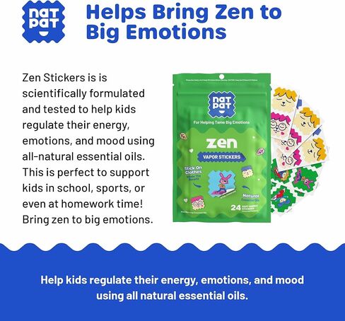BuzzPatch ZenPatch Mood Calming Stickers for Kids and Adults (24 Pack) – The Natural Patch - All Natural, Chemical and Drug Free, Mood Support for Relaxation, Calm and Emotion Regulation in Kuwait