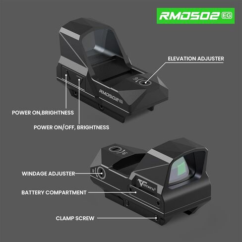 VOTATU RMD502-EG Green Dot Sight for Rifle Shake Awake Reflex Sight 2 MOA Dot 68 MOA Circle 1x30mm Picatinny Optic Scope in Saudi Arabia