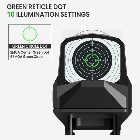VOTATU RMD502-EG Green Dot Sight for Rifle Shake Awake Reflex Sight 2 MOA Dot 68 MOA Circle 1x30mm Picatinny Optic Scope in Saudi Arabia
