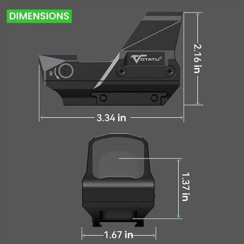 VOTATU RMD502-EG Green Dot Sight for Rifle Shake Awake Reflex Sight 2 MOA Dot 68 MOA Circle 1x30mm Picatinny Optic Scope in Saudi Arabia