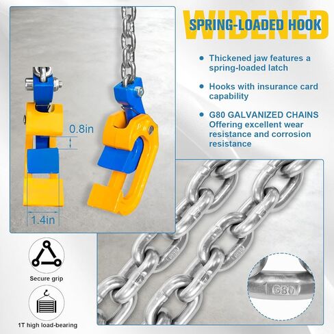 Chain Drum Lifter 2200 lbs Capacity Vertical Drum Barrel Clamp with Self-Locking Hook 1-Ton Lifter for 30-55 Gallon Drums Industrial Lift for Chemical Construction in Saudi Arabia