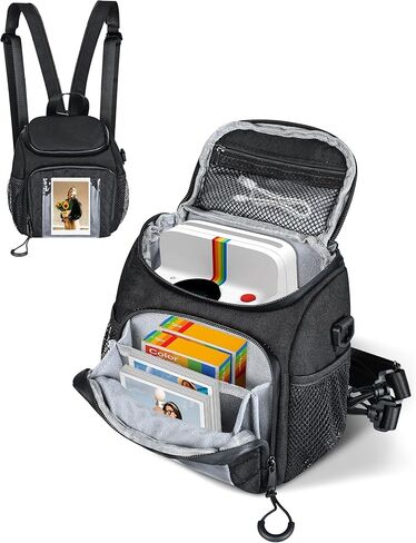 حقيبة حبال الكاميرا المقاومة للصدمات من PLOZANO متوافقة مع Polaroid Now 3rd2nd Gen، Now+، Go Gen 2 OneStep Instant Camera، حقيبة ظهر صغيرة للكاميرا عبر الجسم، حقيبة حمل الكاميرا للملحقات والأفلام (7x5x8) in Kuwait