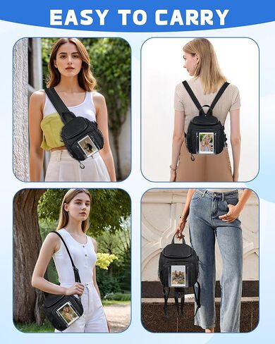 حقيبة حبال الكاميرا المقاومة للصدمات من PLOZANO متوافقة مع Polaroid Now 3rd2nd Gen، Now+، Go Gen 2 OneStep Instant Camera، حقيبة ظهر صغيرة للكاميرا عبر الجسم، حقيبة حمل الكاميرا للملحقات والأفلام (7x5x8) in Kuwait
