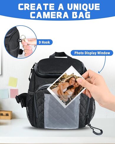 حقيبة حبال الكاميرا المقاومة للصدمات من PLOZANO متوافقة مع Polaroid Now 3rd2nd Gen، Now+، Go Gen 2 OneStep Instant Camera، حقيبة ظهر صغيرة للكاميرا عبر الجسم، حقيبة حمل الكاميرا للملحقات والأفلام (7x5x8) in Kuwait