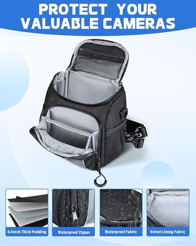 حقيبة حبال الكاميرا المقاومة للصدمات من PLOZANO متوافقة مع Polaroid Now 3rd2nd Gen، Now+، Go Gen 2 OneStep Instant Camera، حقيبة ظهر صغيرة للكاميرا عبر الجسم، حقيبة حمل الكاميرا للملحقات والأفلام (7x5x8) in Kuwait