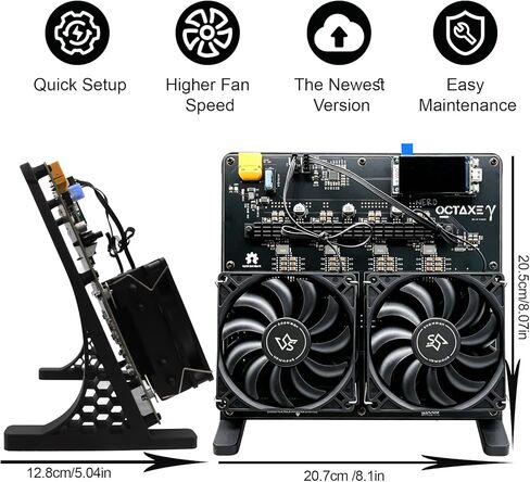 جهاز تعدين Bitcoin من NerdOCTaxe، جهاز تعدين ASIC محدث بكفاءة 9.6TH/s 16.6J/TH، طاقة منخفضة 160 وات، إشارة 2.4G وآلة تشفير مفتوحة المصدر بمروحة مزدوجة هادئة لتعدين BTC in Kuwait