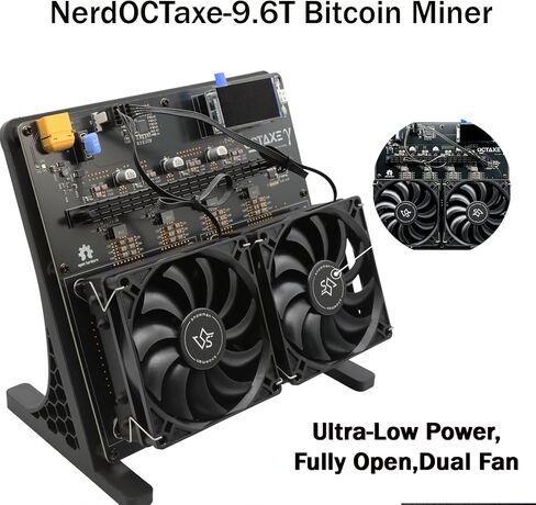 جهاز تعدين Bitcoin من NerdOCTaxe، جهاز تعدين ASIC محدث بكفاءة 9.6TH/s 16.6J/TH، طاقة منخفضة 160 وات، إشارة 2.4G وآلة تشفير مفتوحة المصدر بمروحة مزدوجة هادئة لتعدين BTC in Kuwait