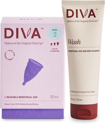 DivaCup - Menstrual Cup - Feminine Hygiene - Leak-Free - BPA Free - Model 0 with Shaker Cup in Saudi Arabia