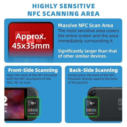 محاكي ZH NFC، تخزين أكثر من 3000 بيانات NFC، شاشة OLED مقاس 1.3 بوصة، أزرار تحكم سهلة، متوافق مع أكثر من 60 لعبة، قابل لإعادة الشحن، منفذ من النوع C، أسود in Kuwait