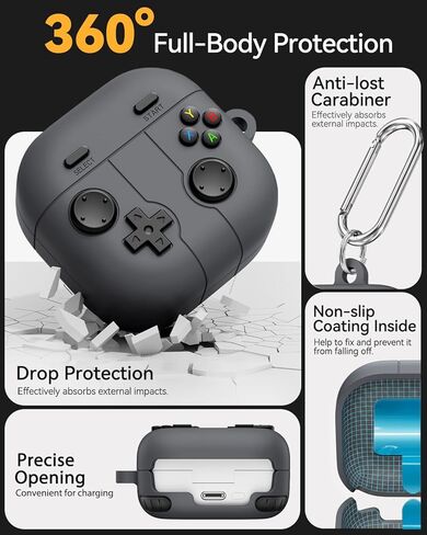 Game Case for Samsung Galaxy Buds 4 Pro Case, Galaxy Buds 4 Case (2026),Silicone Classic Game Player Design with 3D Button Case Cover for Buds 4 for Men with Cleaner Kit and Keychain-Black in Saudi Arabia