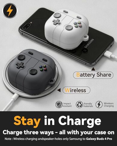 Game Case for Samsung Galaxy Buds 4 Pro Case, Galaxy Buds 4 Case (2026),Silicone Classic Game Player Design with 3D Button Case Cover for Buds 4 for Men with Cleaner Kit and Keychain-Black in Saudi Arabia