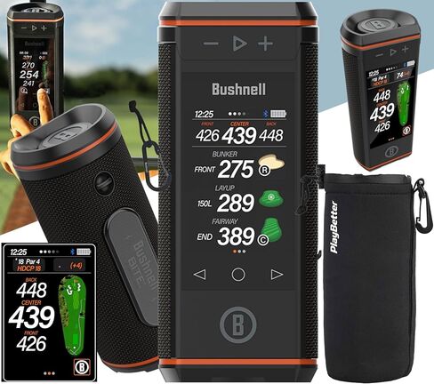 Bushnell Wingman 2 Golf Speaker with GPS - Remote Controlled Voice GPS Distances, Music, 40,000+ Courses, BITE Magnetic Cart Mount - Bundle with PlayBetter Protective Wingman Pouch & Portable Charger in Saudi Arabia