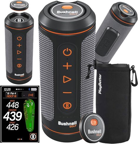 Bushnell Wingman 2 Golf Speaker with GPS - Remote Controlled Voice GPS Distances, Music, 40,000+ Courses, BITE Magnetic Cart Mount - Bundle with PlayBetter Protective Wingman Pouch & Portable Charger in Saudi Arabia