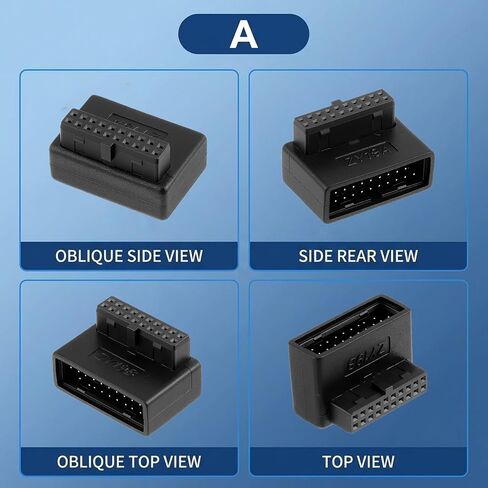 2 Pack Down Right Angle USB 3.0 19-pin Connector USB 3.0 90 Degree Adapter 19/20 Pin Up Down Male to Female Extension L Turn Right Angle Power Adapter for Desktop Motherboard Internal Header Adapters in Saudi Arabia