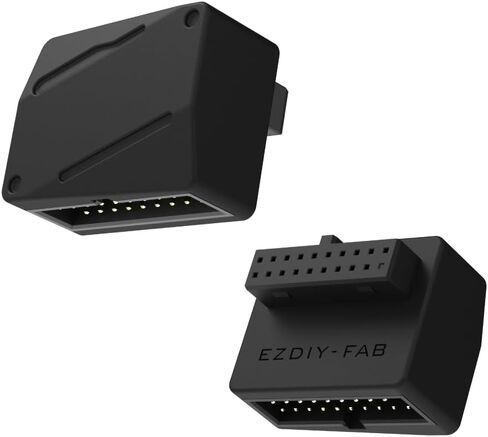 EZDIY-FAB USB 3.2 Gen 1 19-Pin 90 Degree L-Shape Adapter, Motherboard USB 3.0 Internal Header Adapter,19-Pin /20-Pin Male to Female Converter for Front Panel USB-A, Black -STD in Saudi Arabia