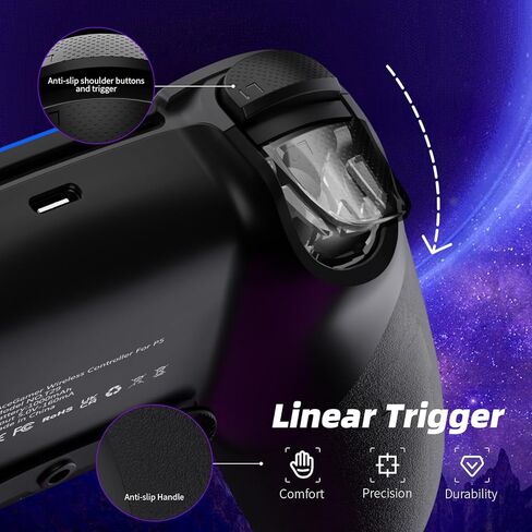وحدة تحكم لاسلكية AceGamer لجهاز PS5/Pro/Slim/Windows PC، عصا التحكم بتأثير Hall، وظيفة Macro/Turbo، وحدة تحكم بلوتوث مع جيروسكوبي 6 محاور/اهتزاز مزدوج/لوحة اللمس/مكبر صوت/مقبس صوت 3.5 مم! in Kuwait