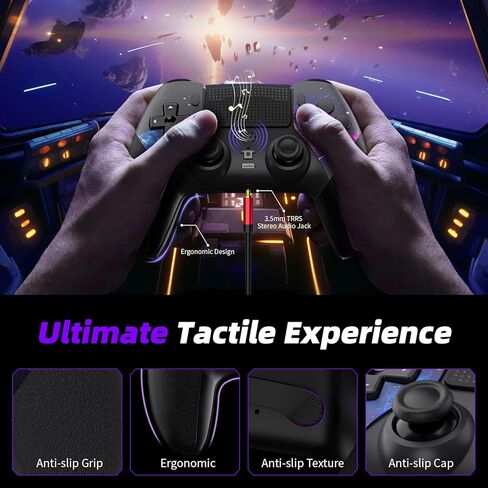 وحدة تحكم لاسلكية AceGamer لجهاز PS5/Pro/Slim/Windows PC، عصا التحكم بتأثير Hall، وظيفة Macro/Turbo، وحدة تحكم بلوتوث مع جيروسكوبي 6 محاور/اهتزاز مزدوج/لوحة اللمس/مكبر صوت/مقبس صوت 3.5 مم! in Kuwait