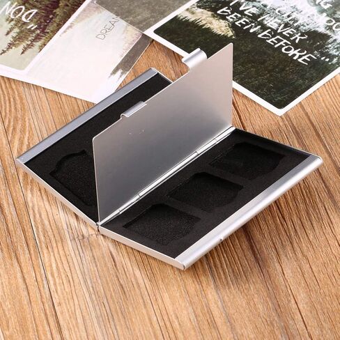 Portable Aluminum for 6pcs SD Memory Cards Storage Box Case Holder Protector Easy Carry in Saudi Arabia