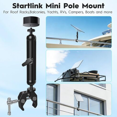 Starlink Mini Mount for 2025 Starlink Mini, C-Clamp Pipe Mount with 9.17 Inch Arm and 1/4"-20 Screw Adapter, Heavy Duty Starlink Mini Accessories for RV, Boat, Truck, Pole and Tripod in Saudi Arabia