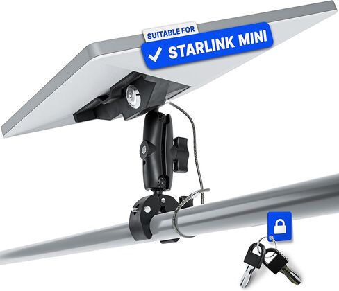 EYO Clamp Mount لـ Starlink Mini - حامل مضاد للسرقة للمركبات الترفيهية والقوارب والتخييم والشرفة ورف السقف - حامل Starlink مع نظام قفل مزدوج، سهل التركيب، مشبك قابل للتعديل - تصميم خالٍ من الصدأ in Saudi Arabia