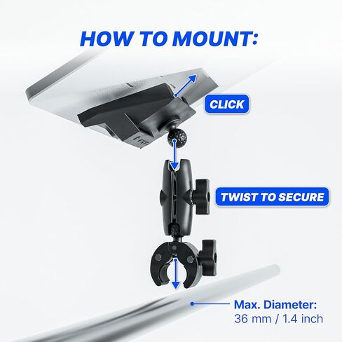 EYO Clamp Mount لـ Starlink Mini - حامل مضاد للسرقة للمركبات الترفيهية والقوارب والتخييم والشرفة ورف السقف - حامل Starlink مع نظام قفل مزدوج، سهل التركيب، مشبك قابل للتعديل - تصميم خالٍ من الصدأ in Saudi Arabia