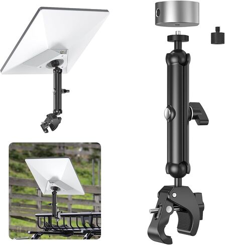 Starlink Mini Clamp Mount، مجموعة تثبيت عمود Starlink Mini من الألومنيوم مع 1/4"-20 و3/8"-16 خيط ودعامة مشبك لـ StarLink Mini، RV، Camper، Boat، رف السقف، الشرفة in Saudi Arabia