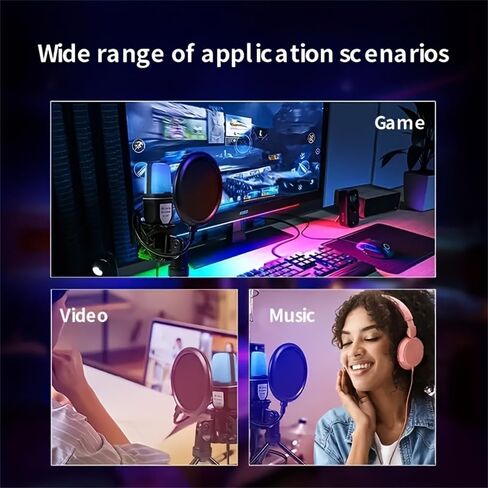 Gaming USB Microphone Condenser with RGB Indicator Quick Mute Gain Control Tripod Pop Filter for Streaming Podcasts Twitch, SF-666R in Saudi Arabia