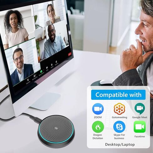 ميكروفون USB للمؤتمرات من ANSTEN، مكثف متعدد الاتجاهات للكمبيوتر الشخصي، ميكروفون التقاط الصوت بطول 10 أقدام، مثالي لتسجيل مؤتمرات الفيديو، سكايب، الفصل عبر الإنترنت، تقرير المحكمة، متوافق مع نظام التشغيل Mac OS X Windows in Kuwait